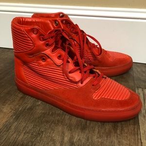 Balenciaga Red Pleated Leather & Suede High Tops!